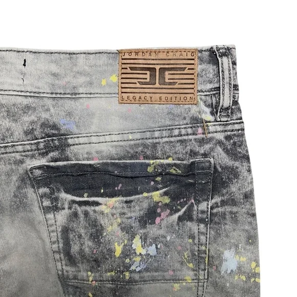 5/$25 Jordan Craig Distressed Denim Shorts Paint Splatter Streetwear 36 - Picture 4 of 9
